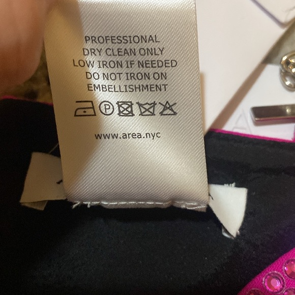 AREA Embellished Stretch Wool Heart Crop Top Fuchisia - Picture 6 of 9